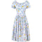 1950s Sambo Fashions Cotton Floral Print Dress With Full Skirt