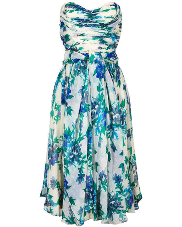 1950s Silk Floral Dress with Scarf