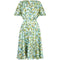 1950s Silk Pale Green Abstract Novelty Patterned Dress