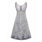 1950s Silver Beaded Dress with Tulle Applique With Crystal Rhinestones
