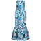 1950s Strapless Blue Floral Pattern Evening Dress With Fishtail Hem