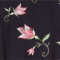 1950s Taffeta Embroidered Floral Black Rockabilly Dress