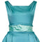 1950s Turquoise Satin Duchess Dress With Corseted Waistband
