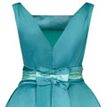 1950s Turquoise Satin Duchess Dress With Corseted Waistband