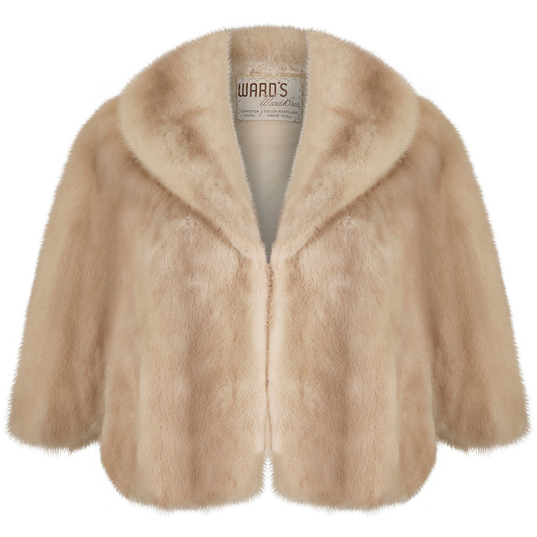 1950s Wards Silk Lined Silver Mink Cape Jacket
