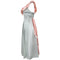 1950s Worth Demi Couture Silver Grey and Pale Pink Satin Dress
