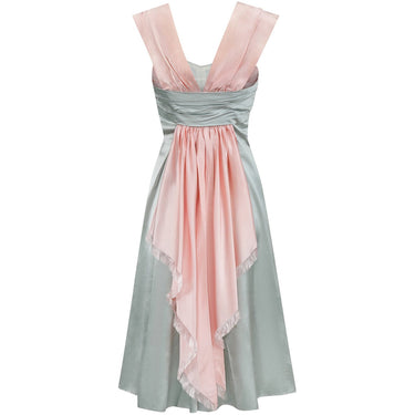 ARCHIVE - 1950s Worth Demi Couture Silver Grey and Pale Pink Satin Dress