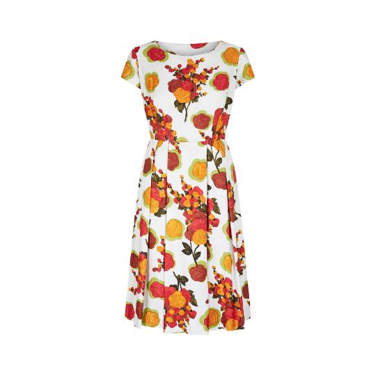 1950s Abstract Floral Print Cotton Dress