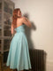 ARCHIVE - 1950s Aquamarine Textured Cotton Dress With Floral Rhinestone Applique
