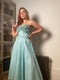 ARCHIVE - 1950s Aquamarine Textured Cotton Dress With Floral Rhinestone Applique