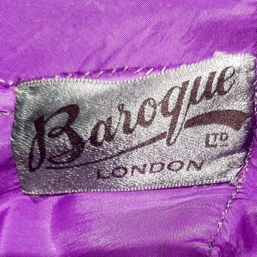 ARCHIVE: Late 1940s or 1950s Baroque Deep Purple Silk Chiffon Evening Dress