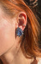 1950s Blue Leaf Motif Diamante & Glass Clip-on Earrings