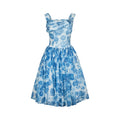 ARCHIVE - 1950s Blue and White Floral Organza Dress