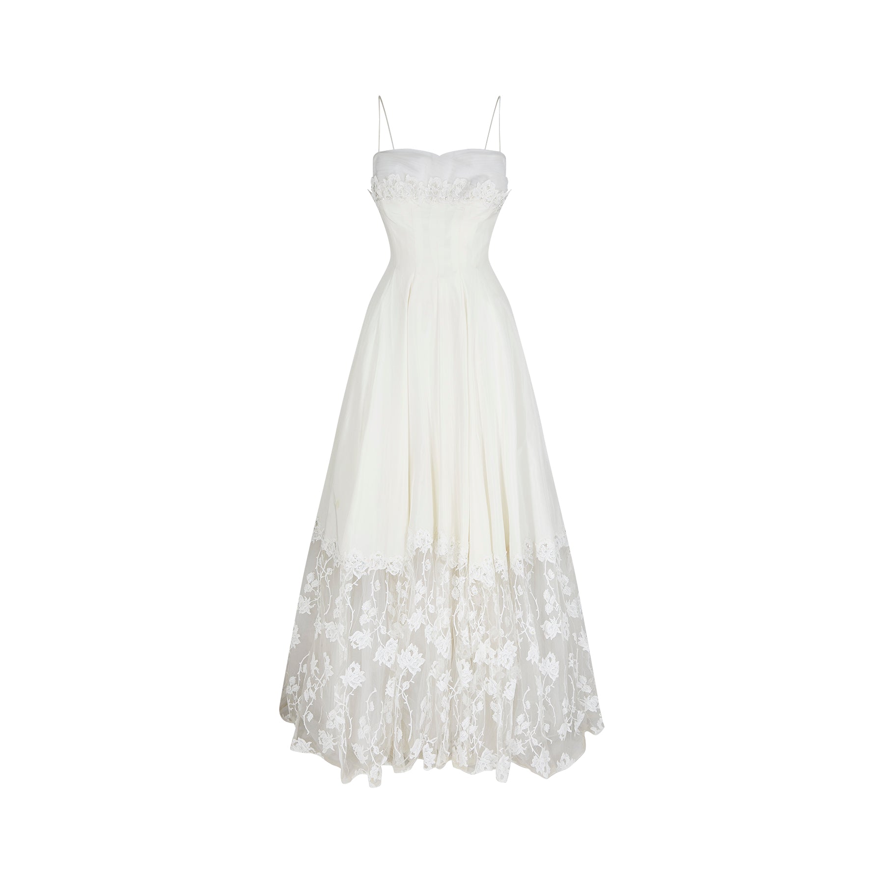 ARCHIVE: 1950s Cahill of Beverly Hills Taffeta and Lace Wedding Dress