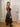 1950s Cardinal Brown Silk Chiffon and Feather Trim Dress