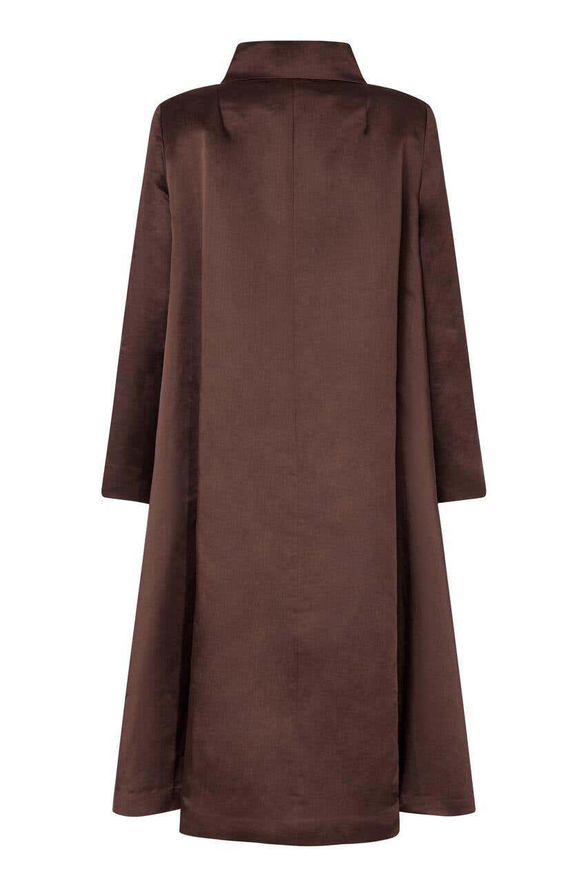 1950s Chocolate Brown Silk Swing Coat-Coat-CIRCA VINTAGE LONDON