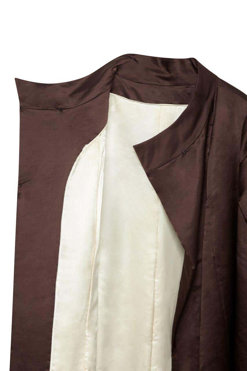 1950s Chocolate Brown Silk Swing Coat-Coat-CIRCA VINTAGE LONDON