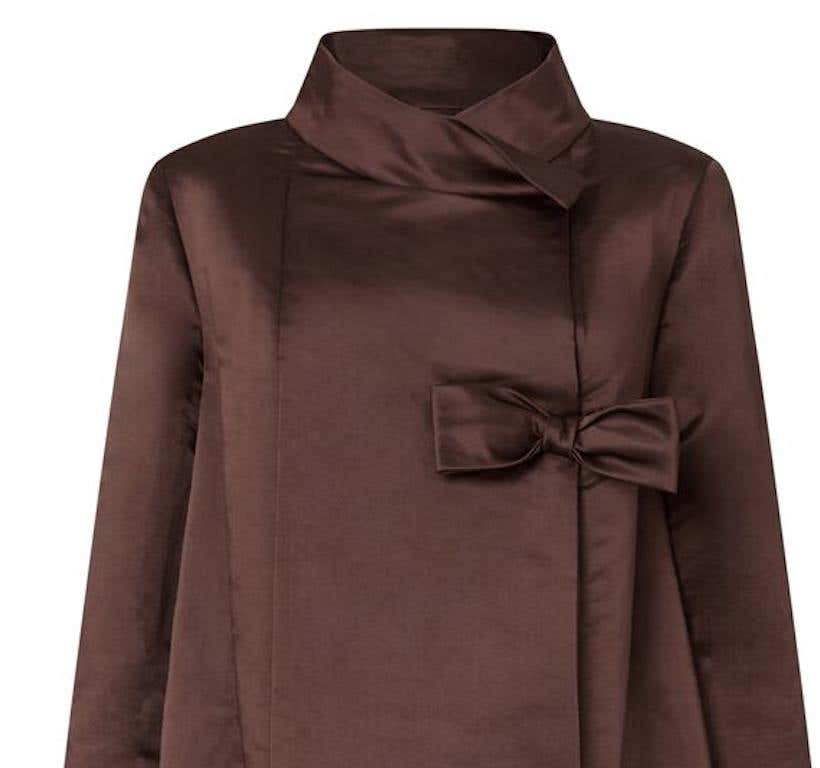 1950s Chocolate Brown Silk Swing Coat-Coat-CIRCA VINTAGE LONDON