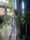 1950s Diana Warren White Tulle Dress With Ribbon Appliqué