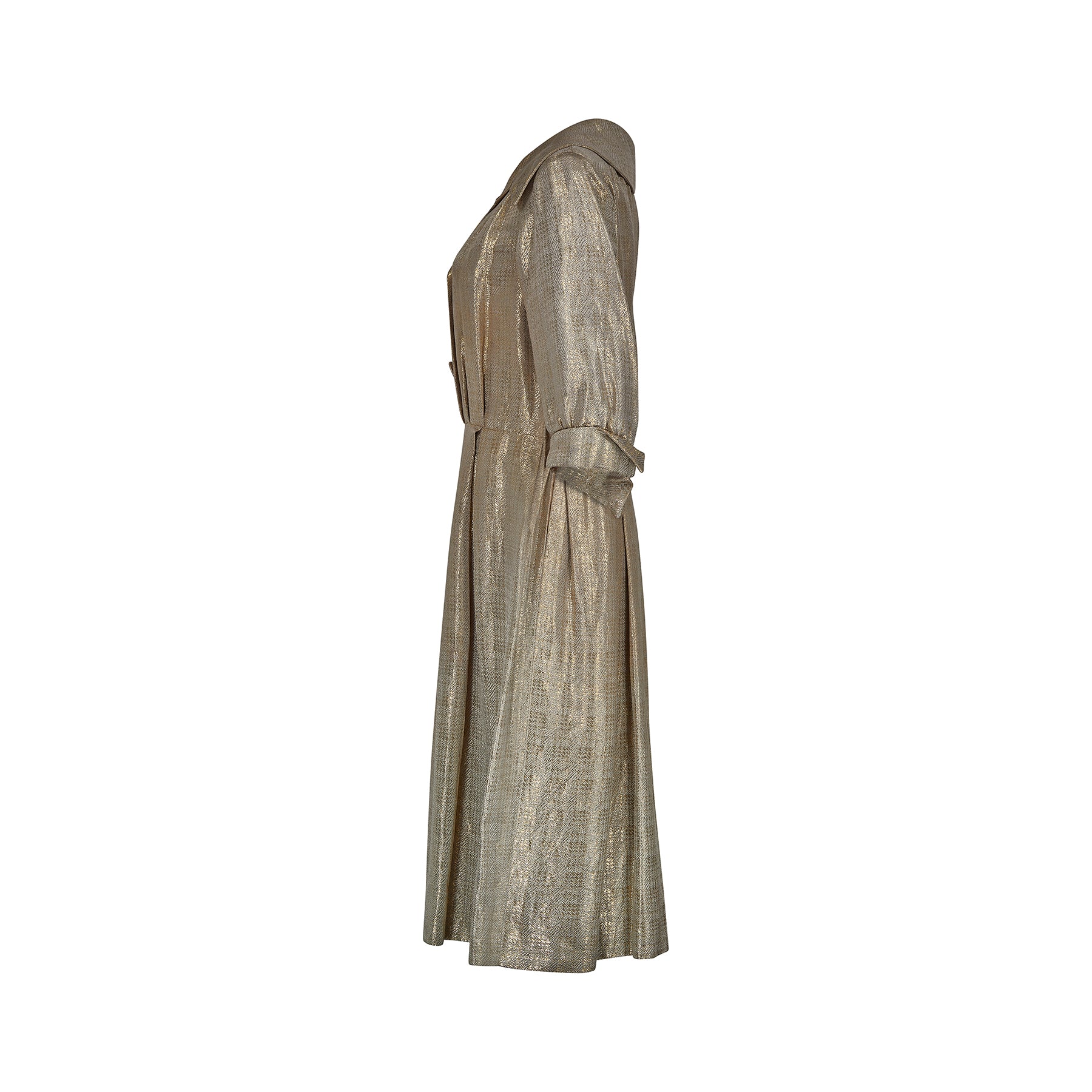 1950s Gold Lame Shirtwaister Dress