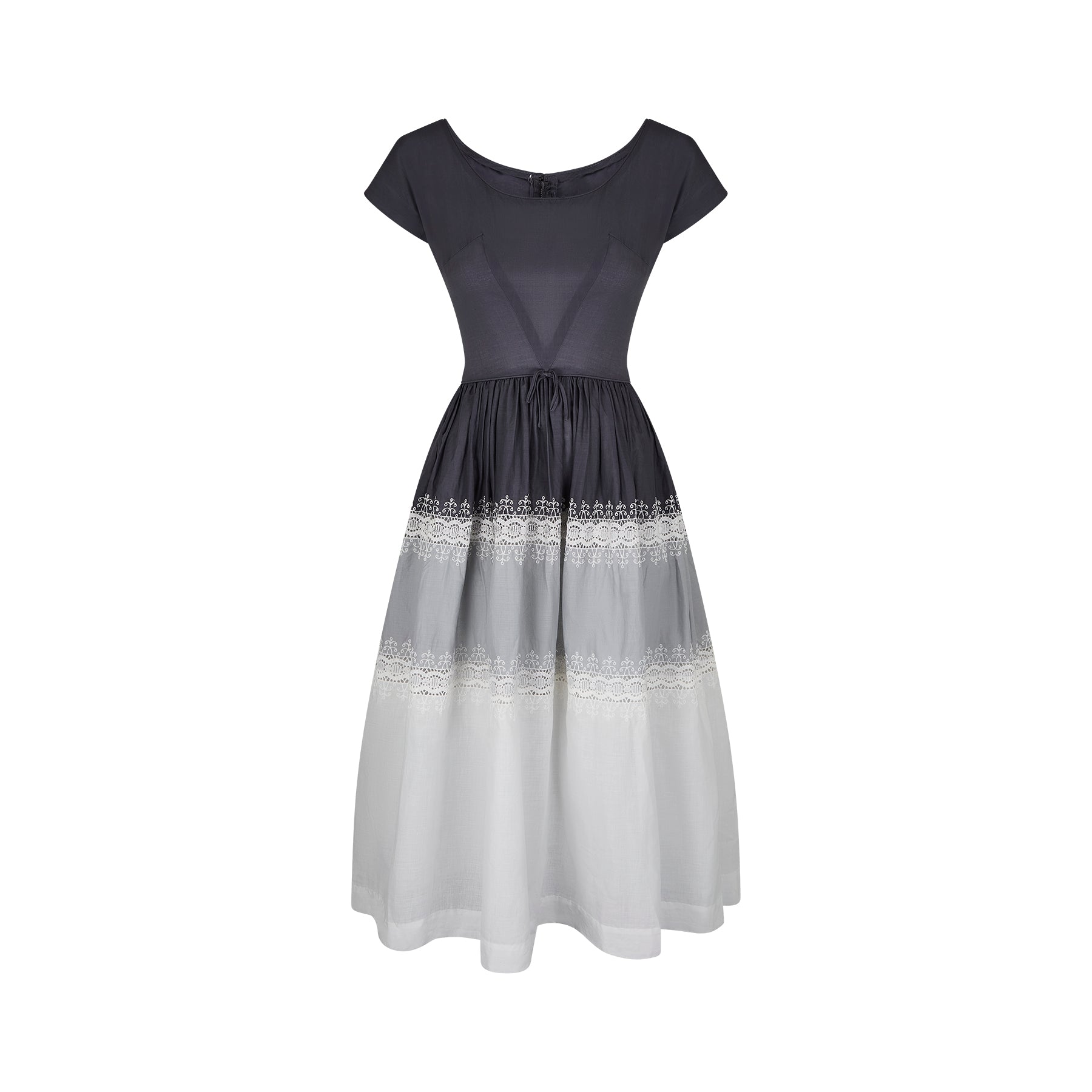 ARCHIVE: 1950s Harrods Grey Gradient Embroidered Dress