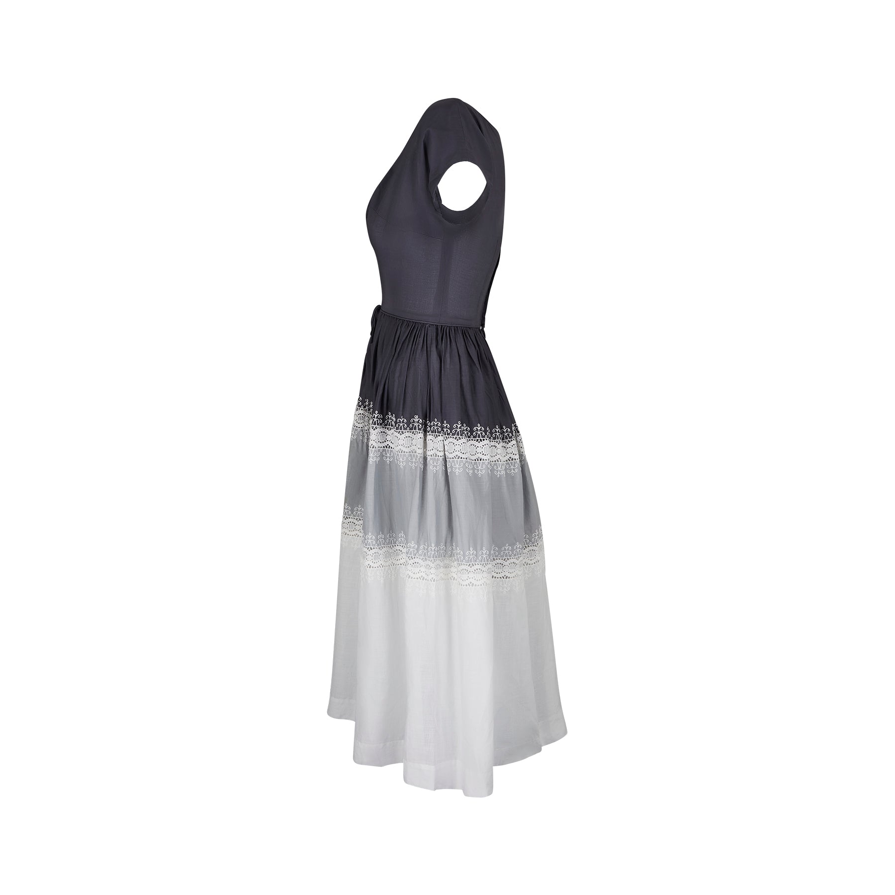 ARCHIVE: 1950s Harrods Grey Gradient Embroidered Dress