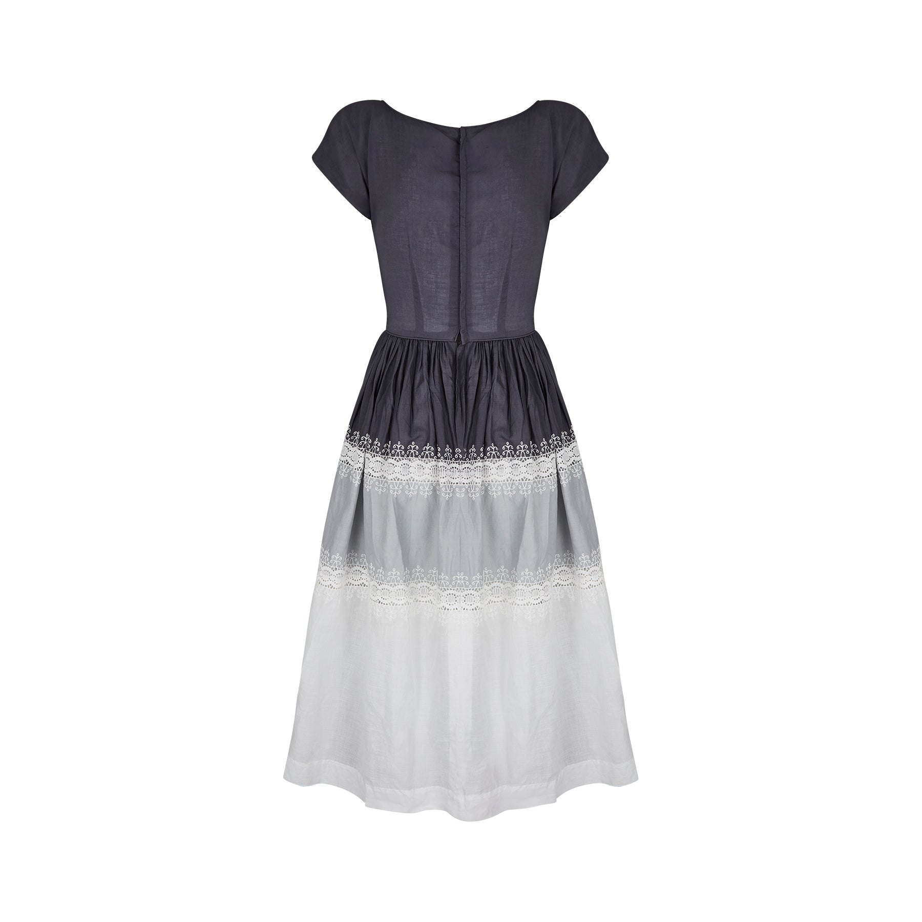 ARCHIVE: 1950s Harrods Grey Gradient Embroidered Dress