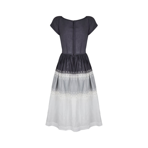 ARCHIVE: 1950s Harrods Grey Gradient Embroidered Dress