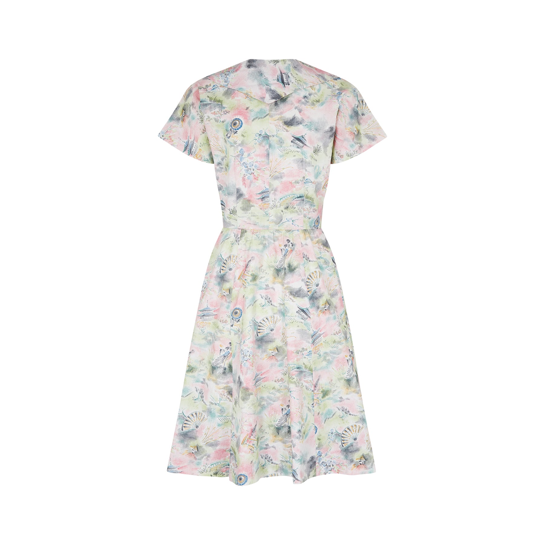 1950s Japanese Novelty Print Design Dress