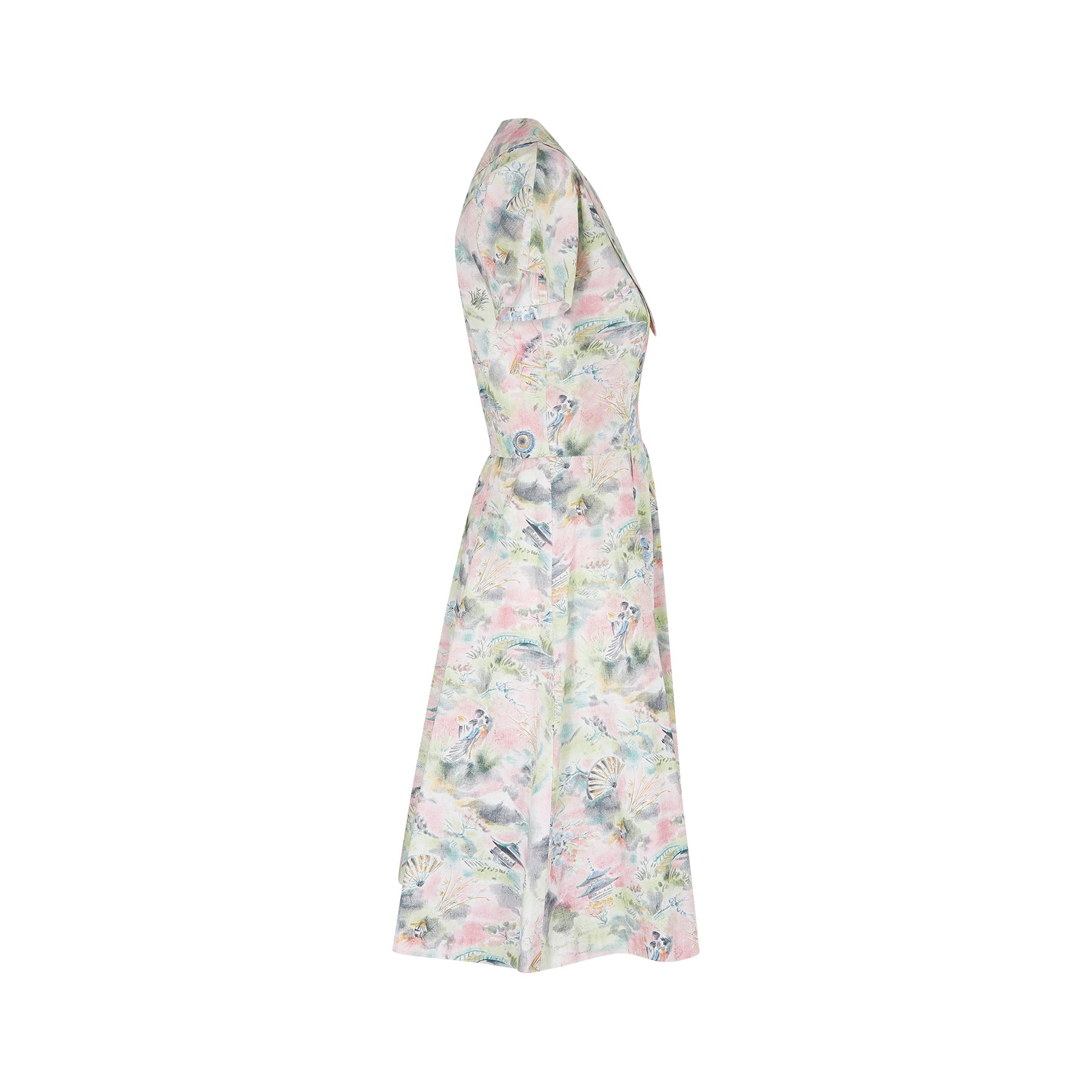 1950s Japanese Novelty Print Design Dress