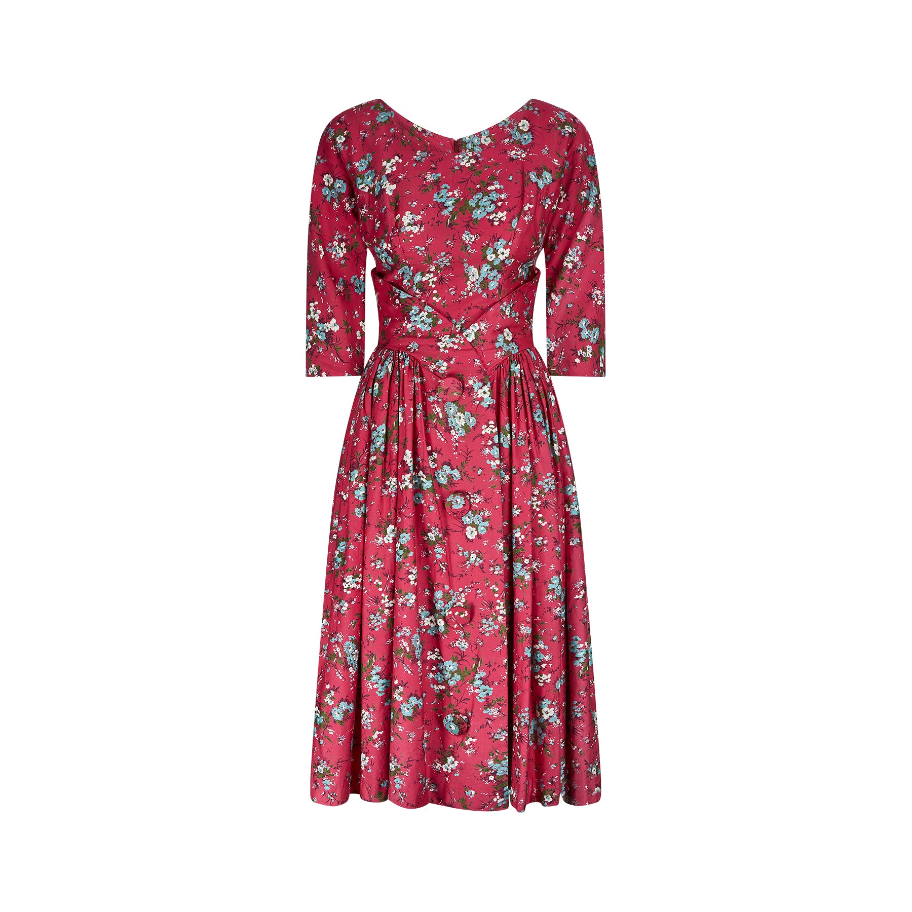 1950s Melbray Floral Print Cotton Dress