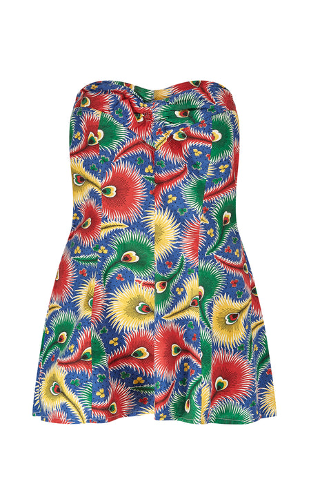 ARCHIVE - 1950s Novelty Feather Print Cotton Swimsuit