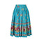 1950s Turquoise Box Pleat Floral Print Skirt