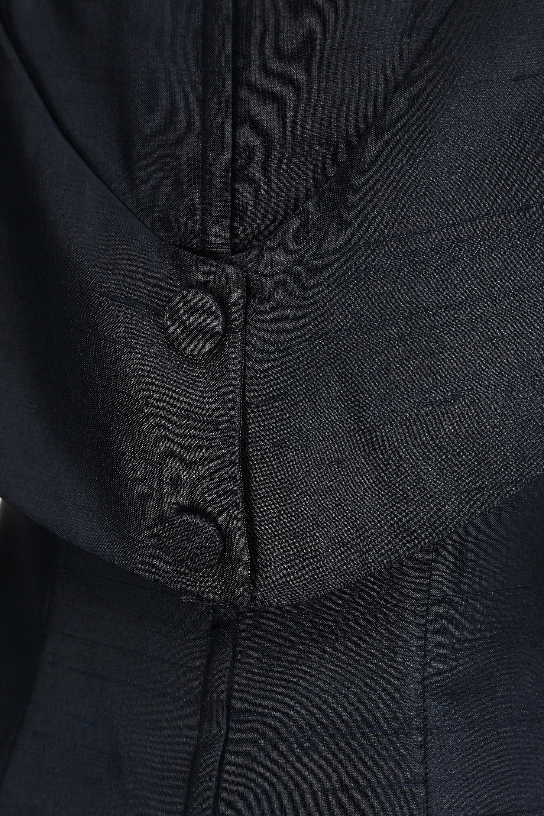 ARCHIVE: 1950s Navy Silk Shawl Collar Dress