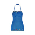 ARCHIVE - 1950s Flower Embellished Blue One-piece Swimsuit