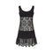1960s Gerald McCann Black Satin and Floral Lace Cutout Dress