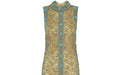 1960s Doreen Lok Gold and Turquoise Beaded Maxi Dress