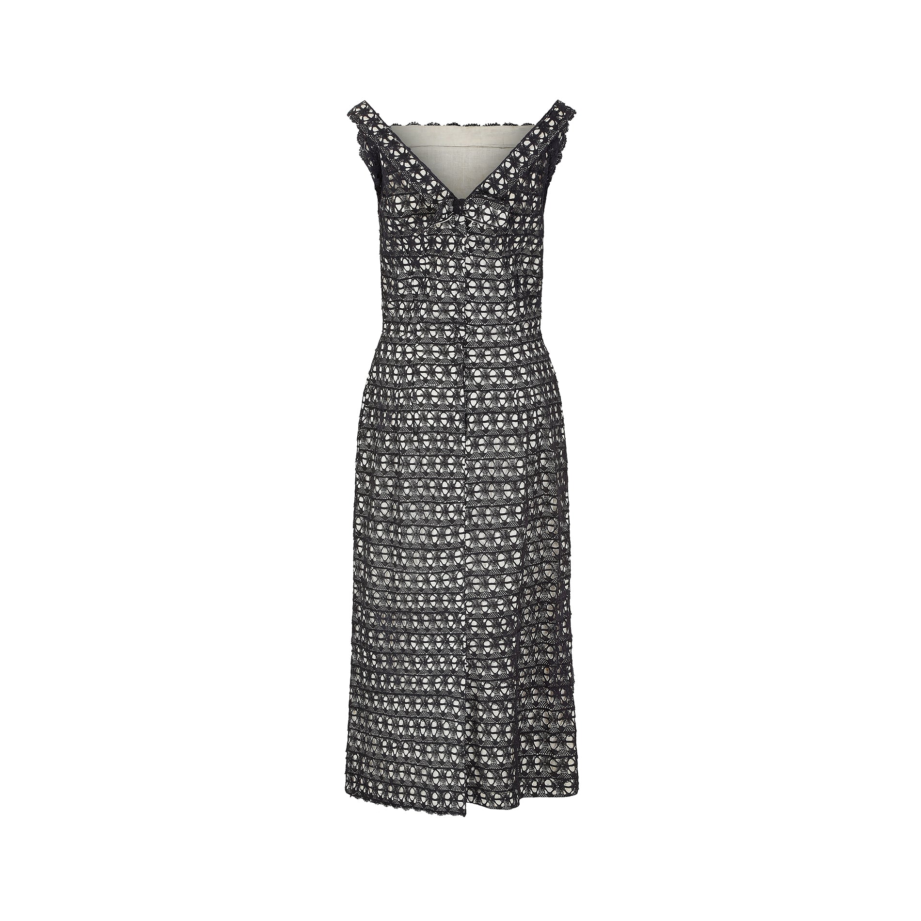 ARCHIVE - 1950s Monochrome Latticework Lace Dress