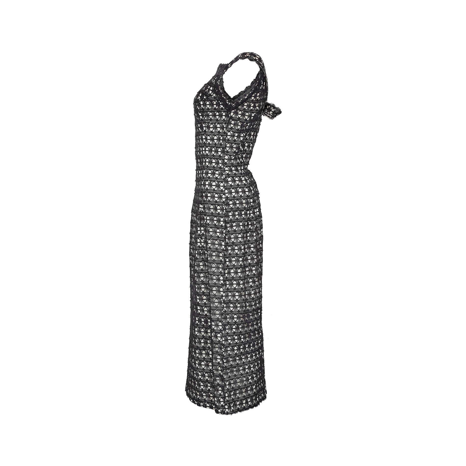ARCHIVE - 1950s Monochrome Latticework Lace Dress