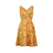 1960s Bright Feather Print and Gold Lame Dress