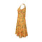 1960s Bright Feather Print and Gold Lame Dress