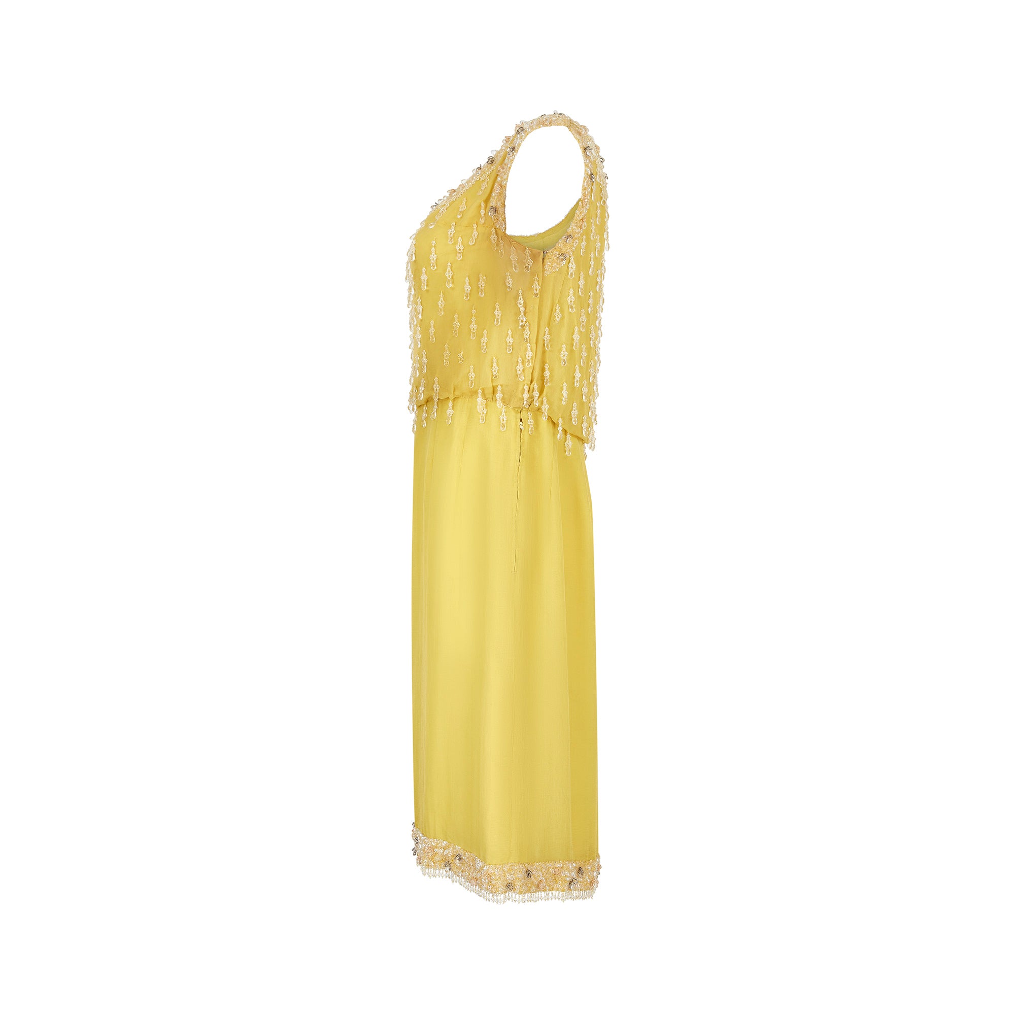 1960s French Couture Yellow Silk Chiffon Sequin Beaded Dress – CIRCA