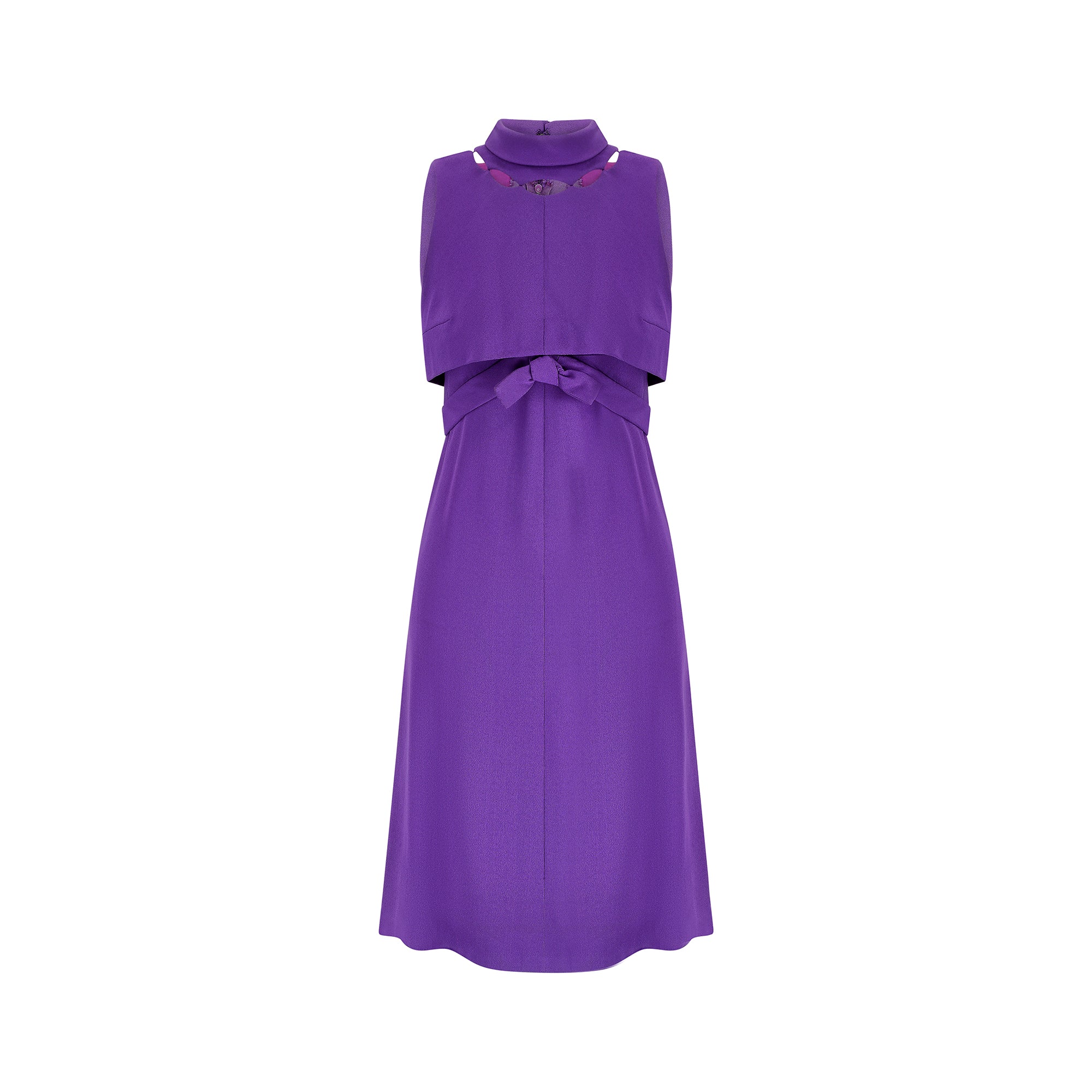 1960s Rahvis Couture Purple Crepe Mod Dress