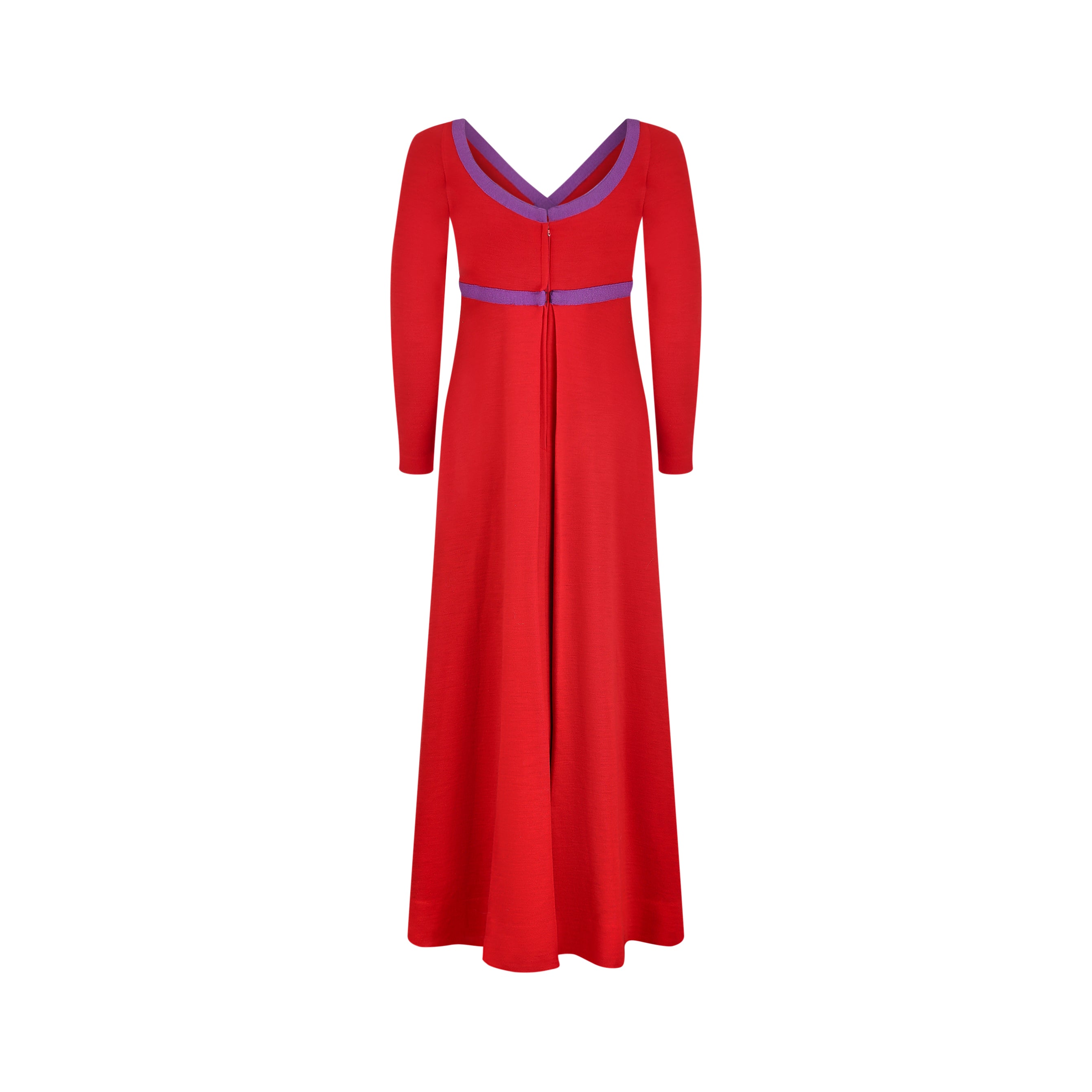 1969 Rudi Gernreich Red and Purple Wool Maxi Dress