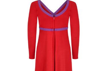 1969 Rudi Gernreich Red and Purple Wool Maxi Dress