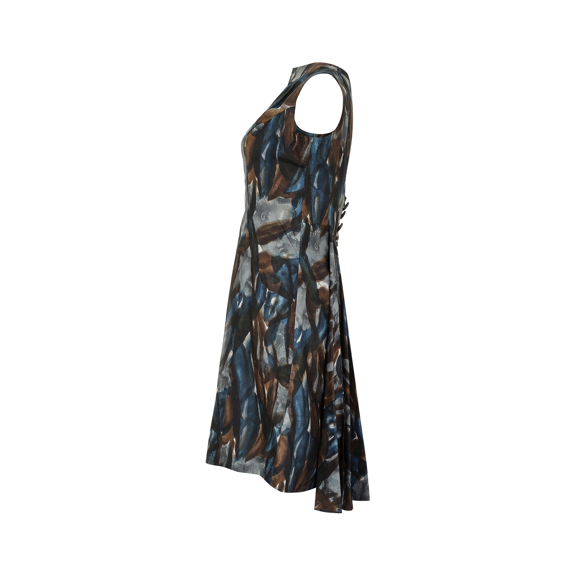 1960s Sharene Creations Drop Back Silk Dress