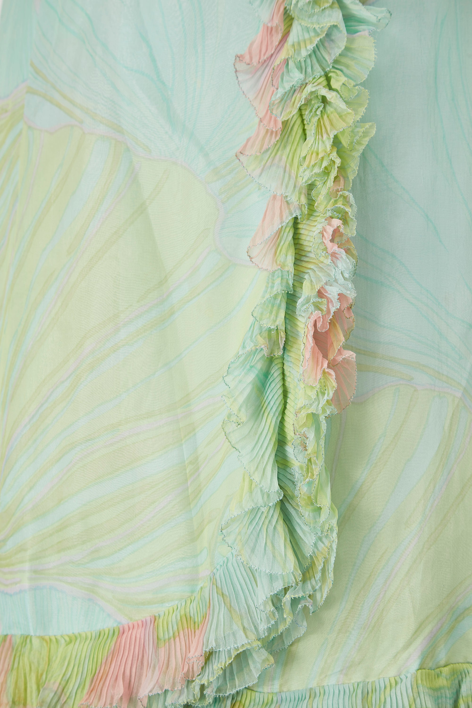1960s Pastel Silk Chiffon Shift Dress