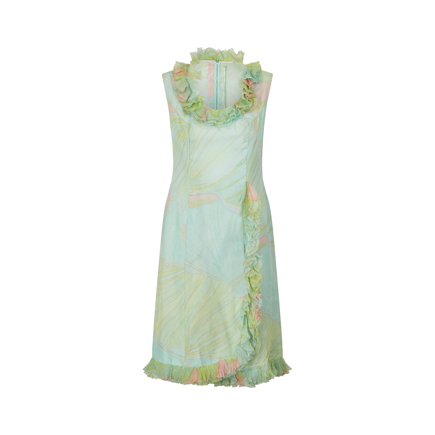 1960s Pastel Silk Chiffon Shift Dress