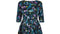 1960s Teal Blue Floral Three Quarter Sleeve Dress