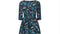 1960s Teal Blue Floral Three Quarter Sleeve Dress